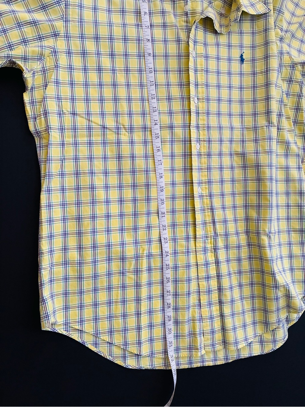 Ralph Lauren Yellow and Blue Plaid Short-Sleeve Button-Down Shirt men’s large - Picture 6 of 6